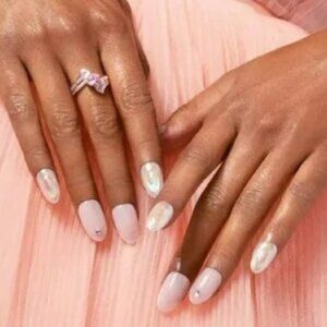 KISS imPRESS Premium Medium Almond Press-On Nails, Glossy Pink, Crystals, 30 Pcs